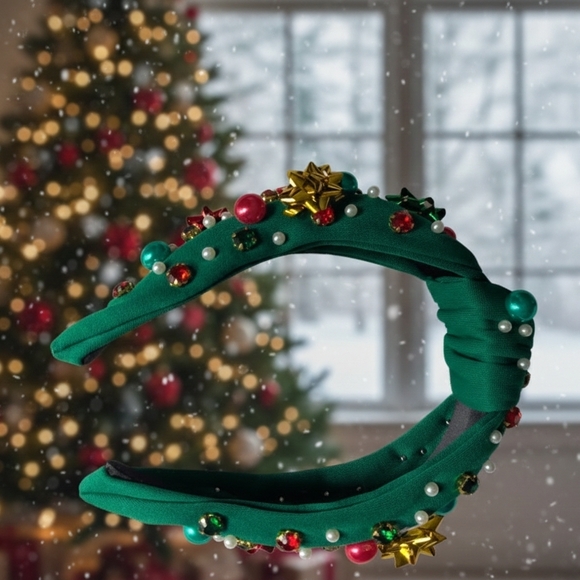 Christmas Women's Festive Green Headband with Red and Gold Accents (New) - Picture 5 of 5